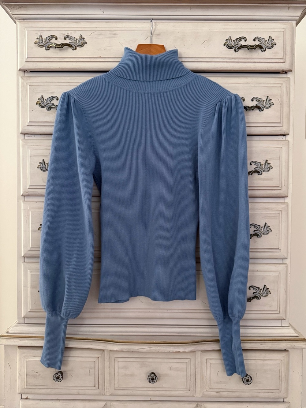 Vici Blue Ribbed Turtleneck Sweater